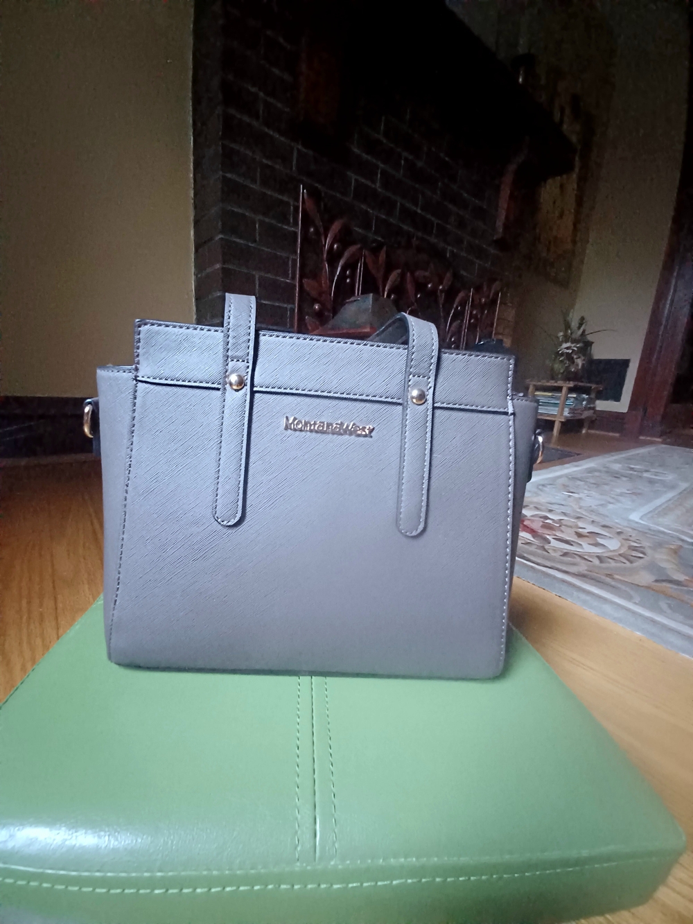 MONTANA WEST GRAY SATCHEL w/ TOP HANDLES-(EXCELLENT COND.)